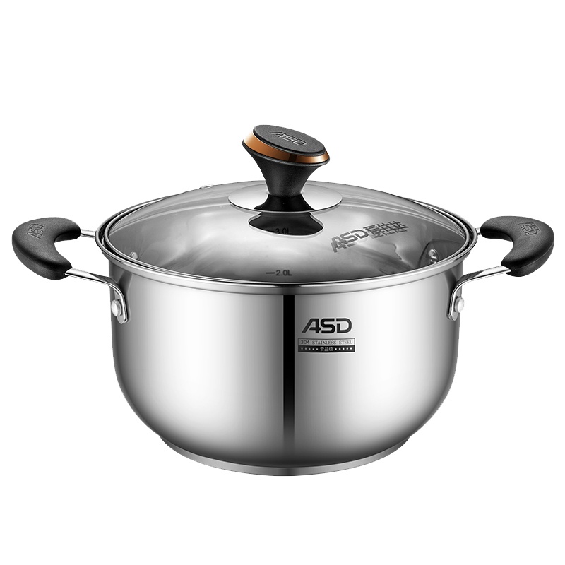 爱仕达(ASD) 20CM汤锅 304不锈钢 旋风聚能 导热迅速 不锈钢汤锅 燃气电磁通用 TS20B3WG