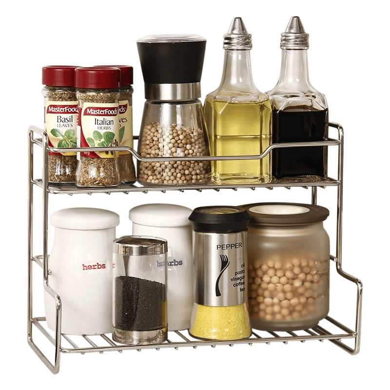 欧润哲 置物架 不锈钢款 厨房油瓶收纳架调味瓶厨具架整理收纳层架