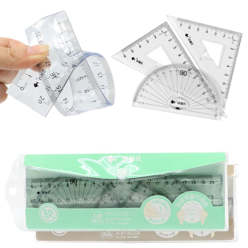 铁盒可爱圆规套尺8件套装精致盒装软尺少女心尺子网红套装 20厘米软尺4件套绿色