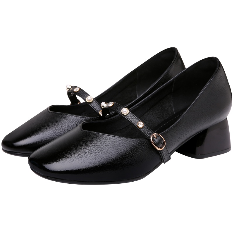 百年纪念Centenary【头层牛皮】时尚优雅玛丽珍低跟套脚女鞋单鞋2077