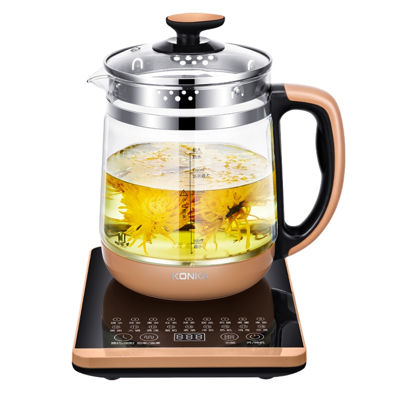 康佳(KONKA)养生壶 KHK-1809(S) 1.8L 多功能电热水壶高硼硅玻璃壶全自动触控煎药壶煮茶壶智能预约