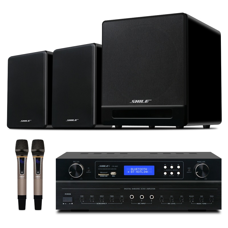 狮乐（SHILE） OK-555C+BG-6+YW-2家庭KTV音响影院卡拉OK配无线麦克风套装