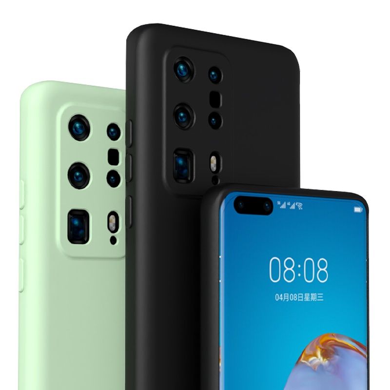 ESCASE 华为p40pro+手机壳 液态硅胶保护套 新升级全包镜头保护壳 防摔超薄男女款 优雅黑