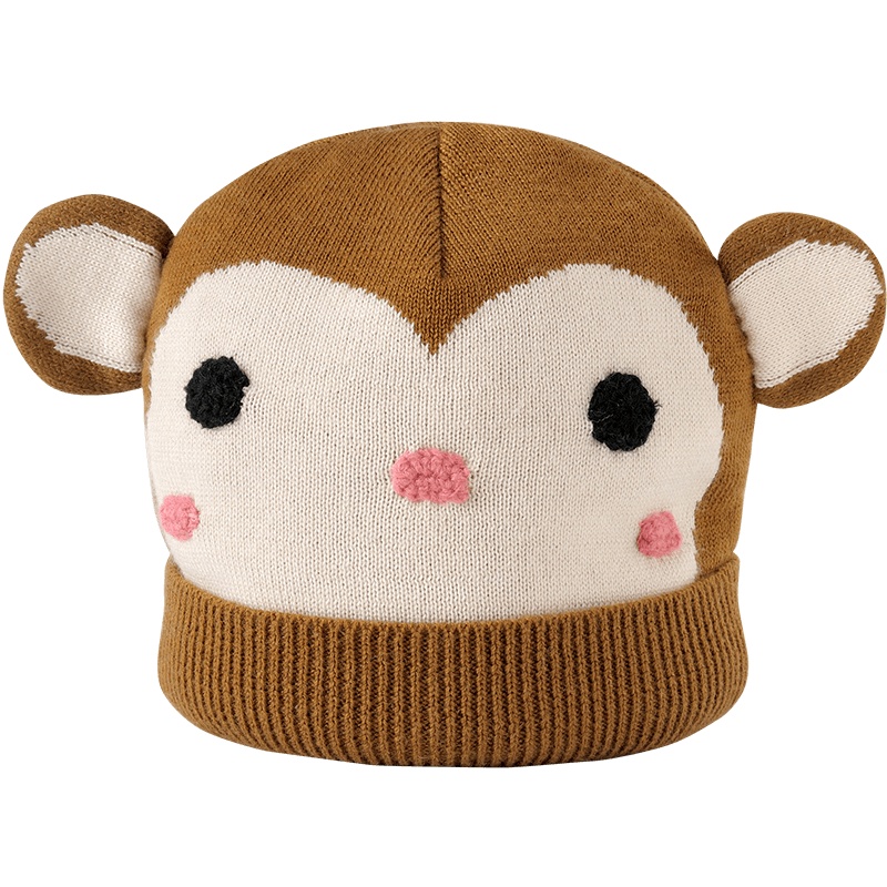 英氏婴儿帽子男女宝宝可爱针织毛线套头帽护耳帽YRPHJ30079A01 2020新款秋装