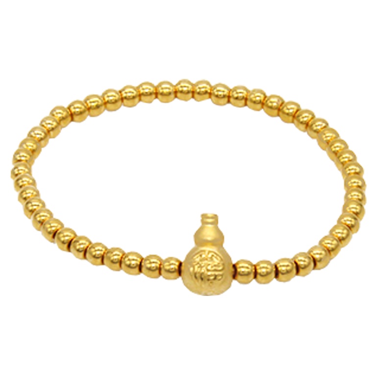 黄金女款足金999手链传承古法小金珠吊坠挂饰光珠纯金珠子手链百搭情侣款送女友七夕情人节礼物传承珠链古法金珠葫芦手链