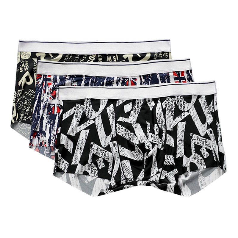 (3条装)红豆(HODO)时尚字母明筋 舒适男士青年中腰平角裤内裤