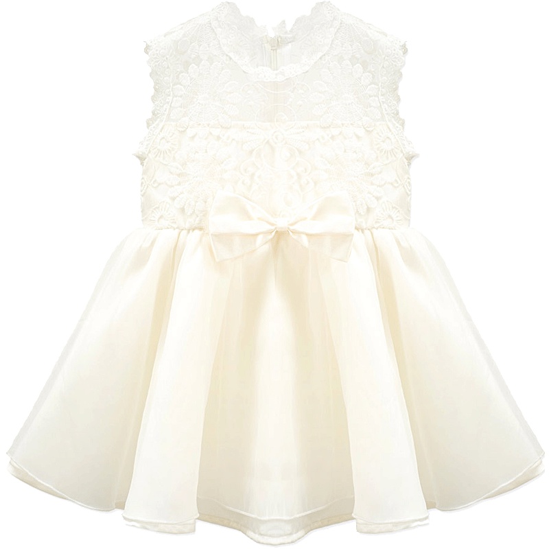 女童无袖蕾丝背隐形拉链公主裙