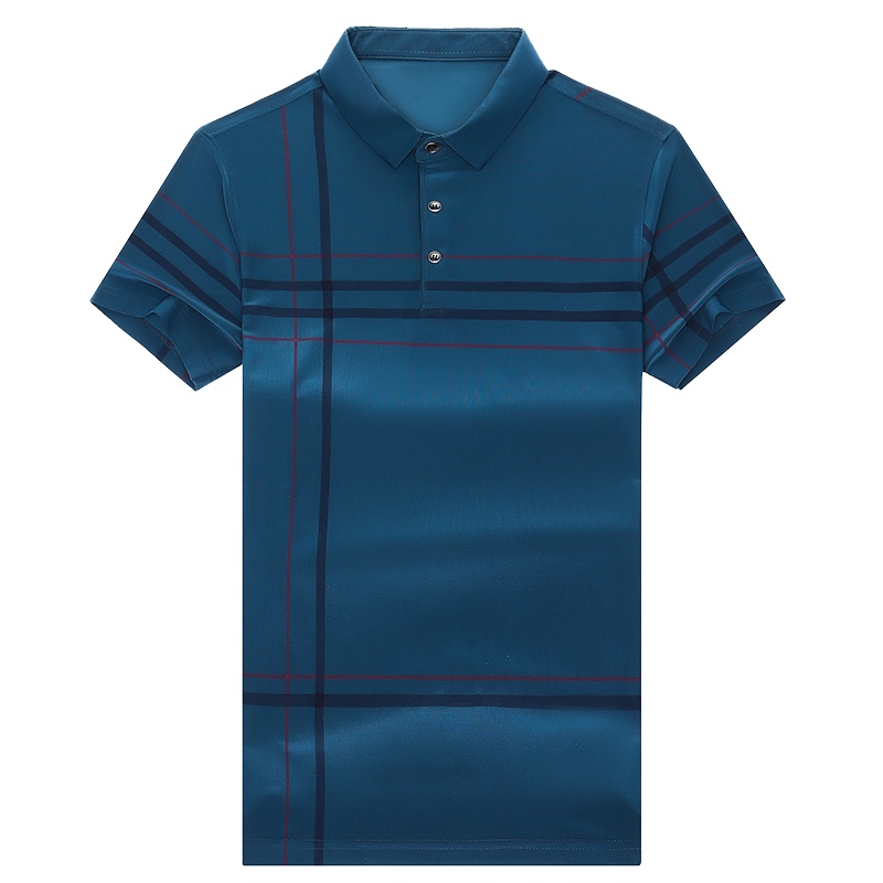 恒源祥男士T恤2021夏季新款短袖t恤中年男士条纹商务休闲爸爸装上衣