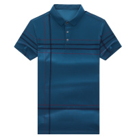 恒源祥男士T恤2021夏季新款短袖t恤中年男士条纹商务休闲爸爸装上衣