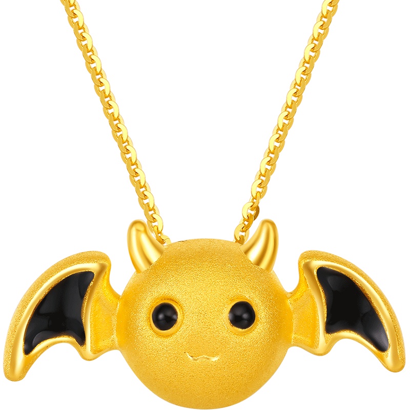 周大生黄金饰品黄金小天使小恶魔吊坠 3D硬金工艺 萌趣情侣挂饰送恋人