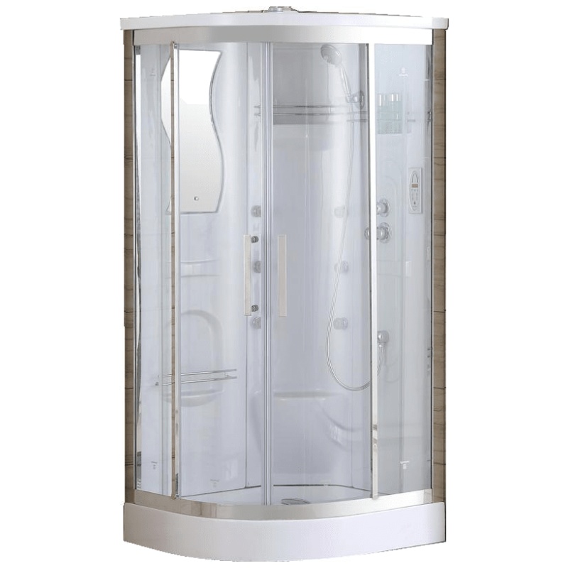 整体淋浴房家用一体式不锈钢洗澡间浴室间冲凉房弧扇形沐浴房 95*95*218不锈钢低盆 含蒸汽安心抵