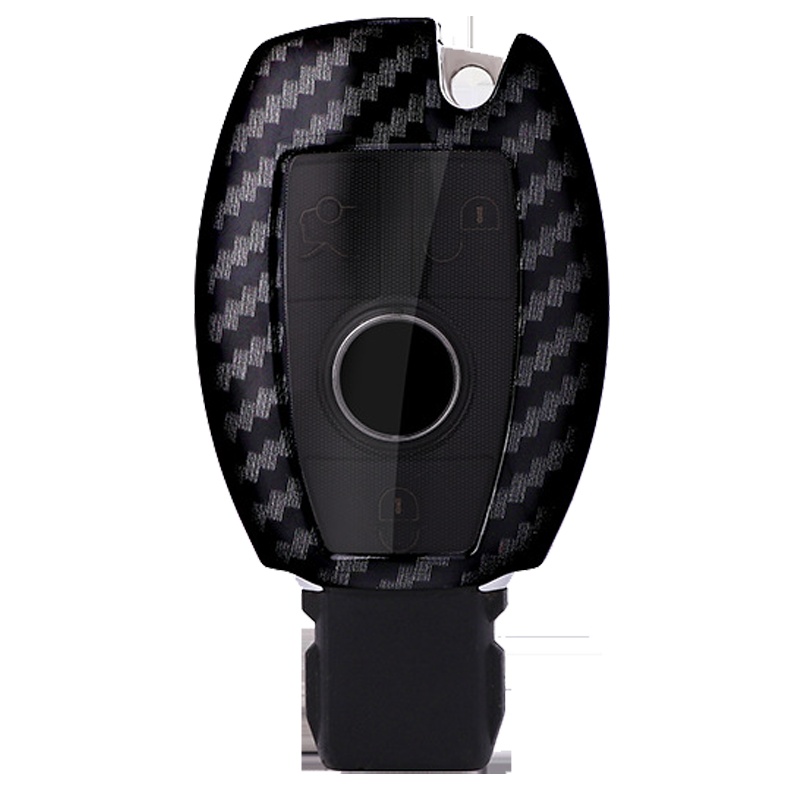 富屯 奔驰钥匙包 奔驰C200L钥匙套CLA200C180l扣GLC260碳纤纹全包壳扣 黑红套装