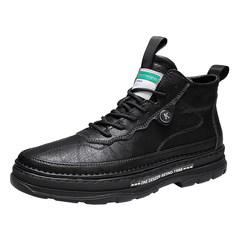 木林森男鞋2020秋季休闲皮鞋青年潮流百搭男士耐磨高帮鞋子男