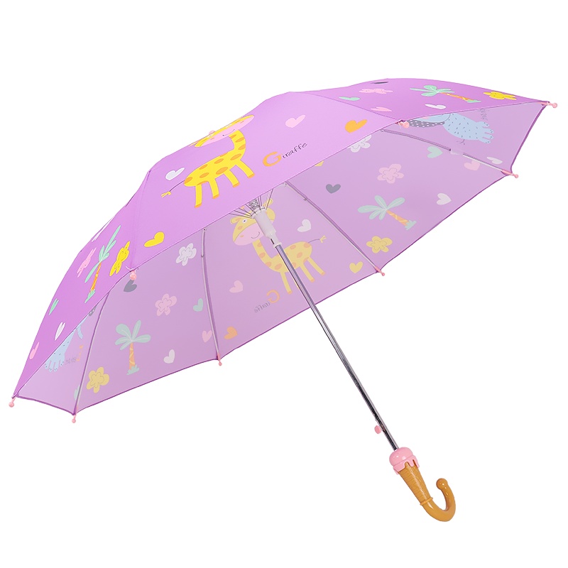 天堂伞 儿童伞直杆伞长柄伞强效拒氺晴雨伞53cm*8骨 3046E动物王国 紫色