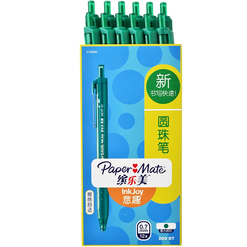 PaperMate 缤乐美意趣圆珠笔300 RT 0.7mm绿色12支纸盒装
