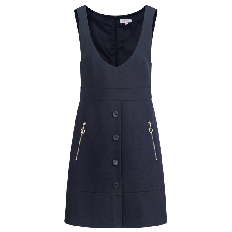 【福利款】拉夏贝尔冬款无袖背心裙收腰a字裙连衣裙