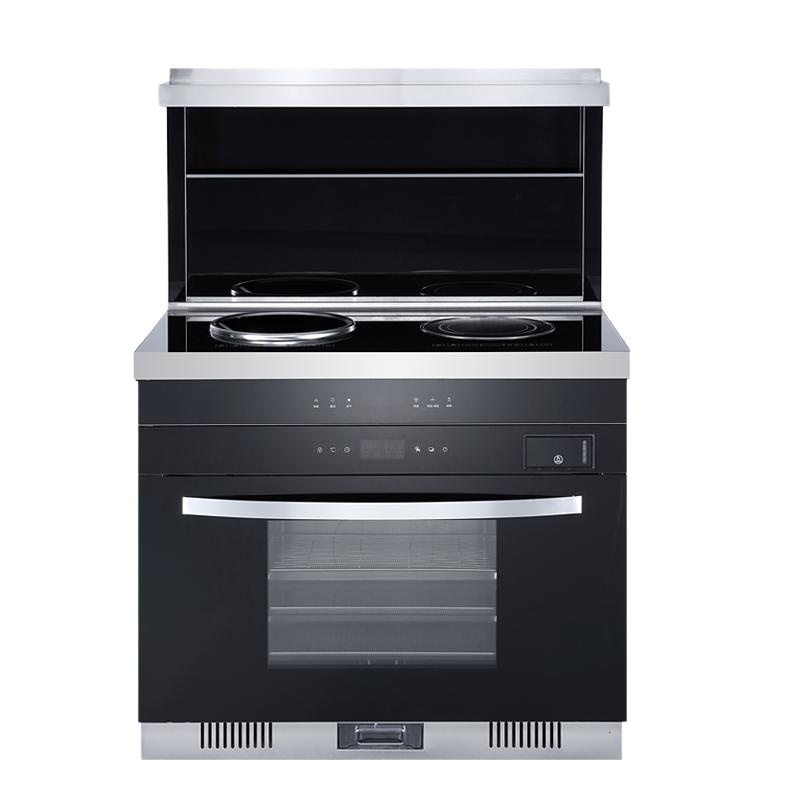 集成灶一体灶 家用 古达蒸烤箱一体 自动清洗电陶炉电磁炉公寓灶 黑色(特殊预定尾款发货) 其他左右排烟