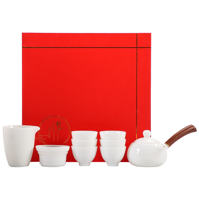 苏氏陶瓷(SUSHI CERAMICS)羊脂玉手柄功夫茶具套装德化中国白茶具礼盒