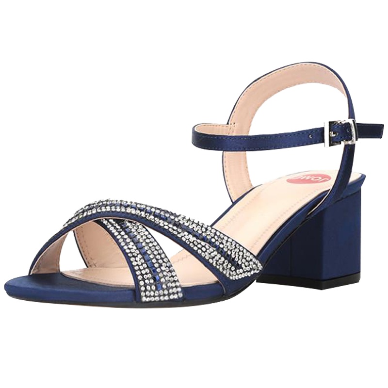 2022夏季凉鞋女交叉带时尚高跟鞋百搭水钻粗跟欧美大码女鞋麦可斯.米娅