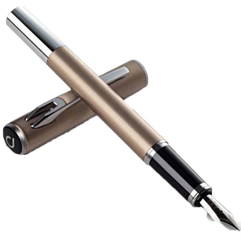 [精选]得力(deli)米修斯系列金 属质感 笔 杆银夹钢 笔墨水 笔 F尖/明尖S675F 香槟金