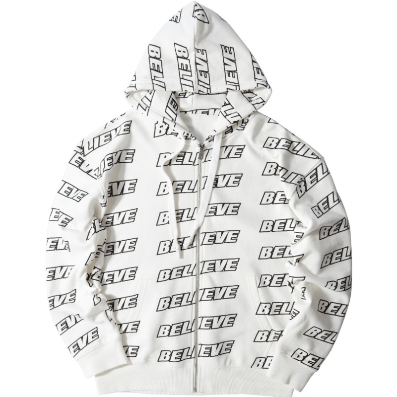 黑鲸字母印花连帽夹克2019春季休闲外套男女同款CWJAJ19037A