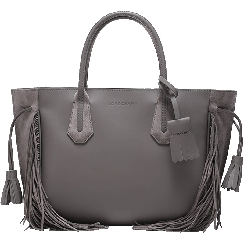 Longchamp 珑骧 女士Pénélope系列牛皮中号流苏手提包 1295 HLU