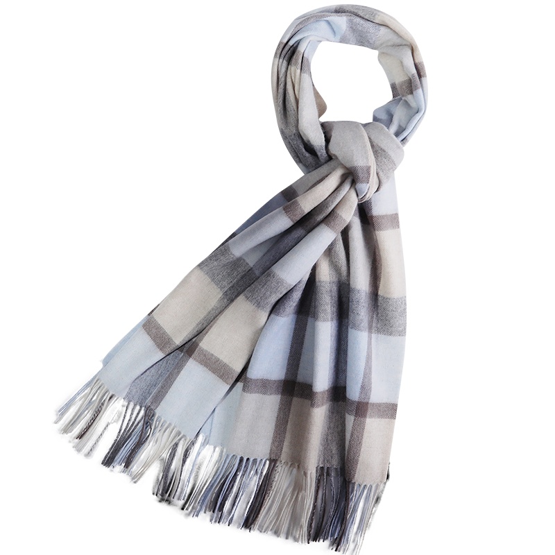 上海故事男女士通用情侣款英伦经典格子羊毛围巾秋冬季百搭大披肩