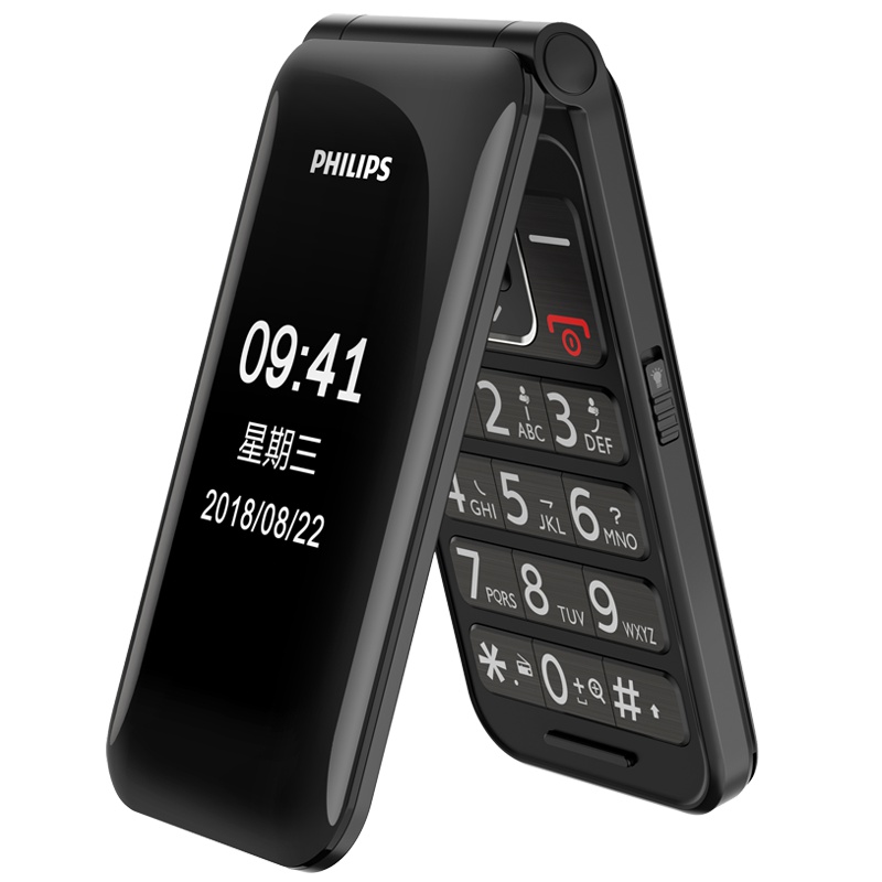 Philips/飞利浦 E218L 双屏翻盖老人手机超长待机大字大声大屏移动老年手机正品男女款备用学生按键老人机