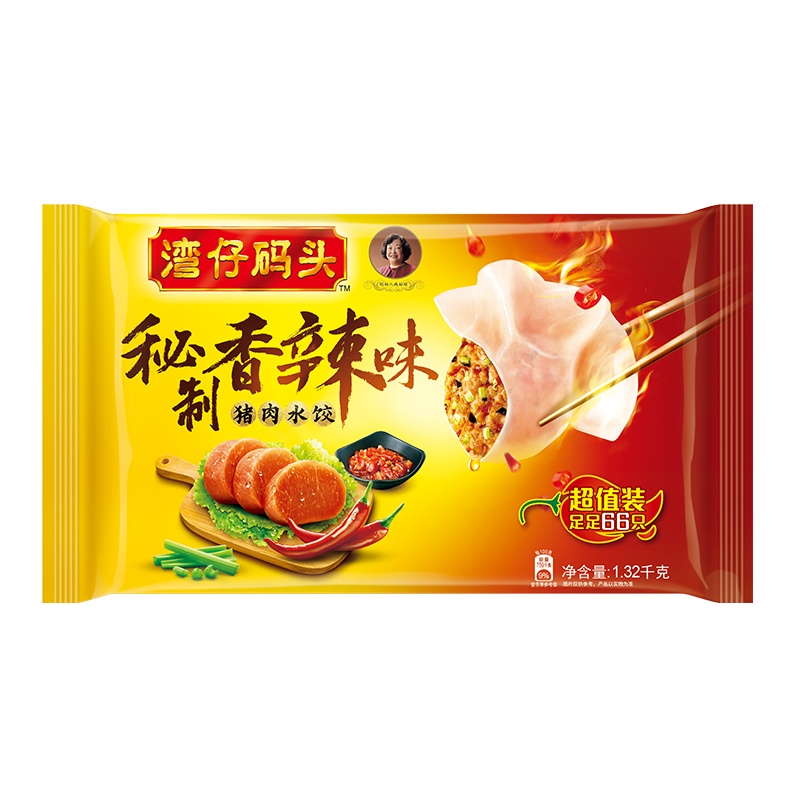 湾仔码头秘制香辣味猪肉水饺720g