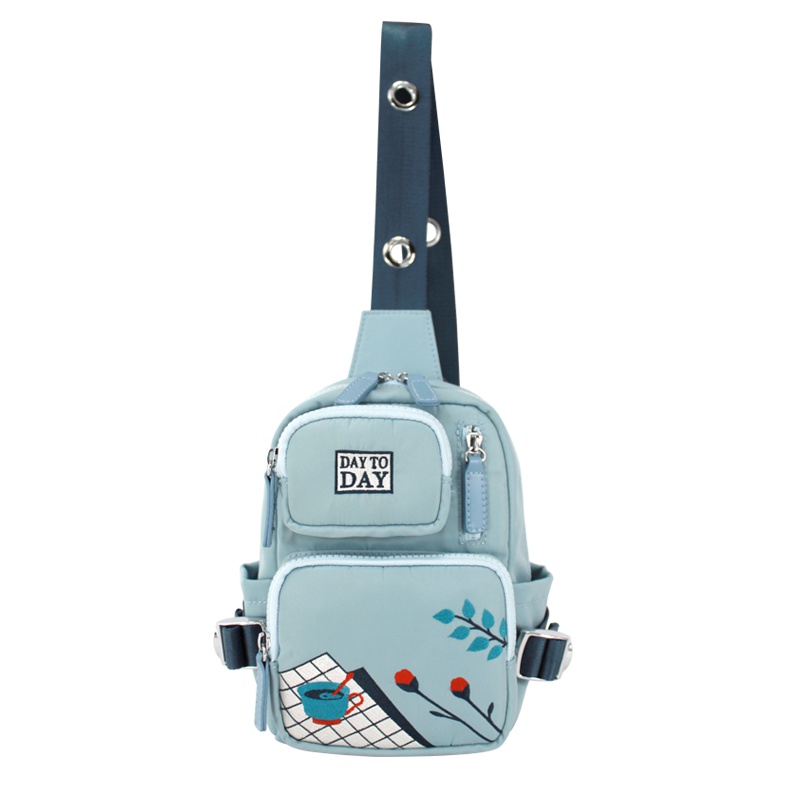 花间公主一天天2021新款春季胸包小斜挎休闲尼龙背包女士胸前包包