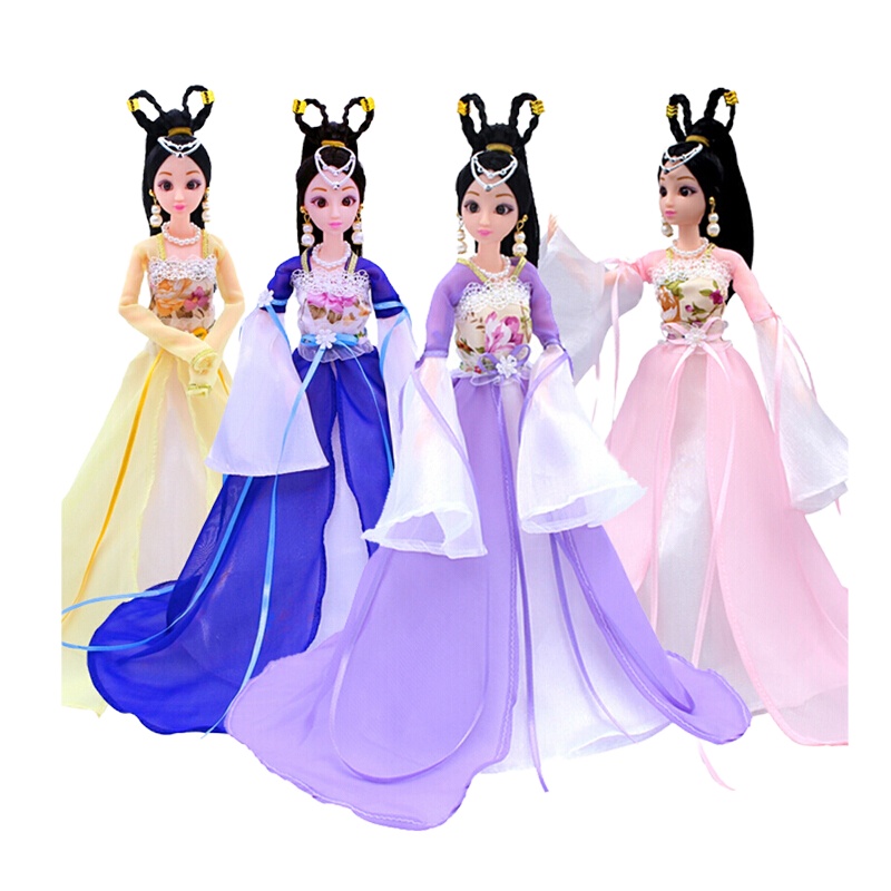 艾莎公主玩具芭比娃娃玩具冰雪奇缘娃娃冰公主换装娃娃套装女孩玩具大礼盒婴儿生日过家家玩具女童洋娃娃 古装娃娃粉红色樱花公主