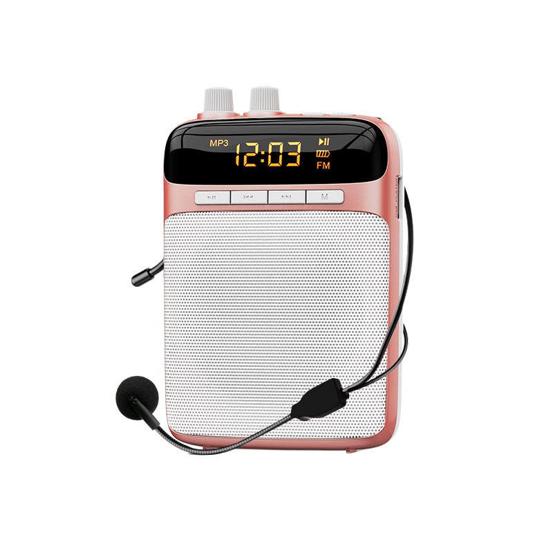 索爱(soaiy)S-318mini玫瑰金+无线麦 便携式数码扩音器 小蜜蜂大功率教学教师导游扩音器 插卡播放器 玫瑰金