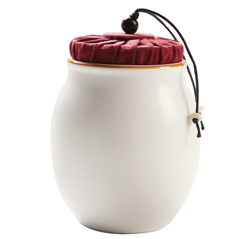 苏氏陶瓷(SUSHI CERAMICS)茶叶罐脂白简约大号密封罐陶瓷储物罐之茶具配件