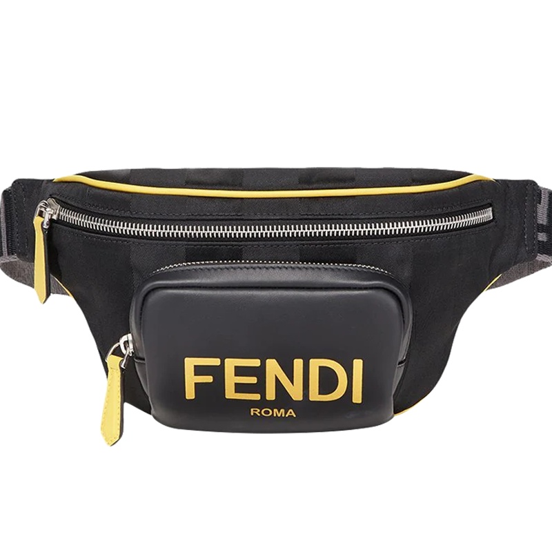 预售 芬迪 FENDI BELT BAG 腰包 胸包大号 LOGO标识光面皮7VA483金扣