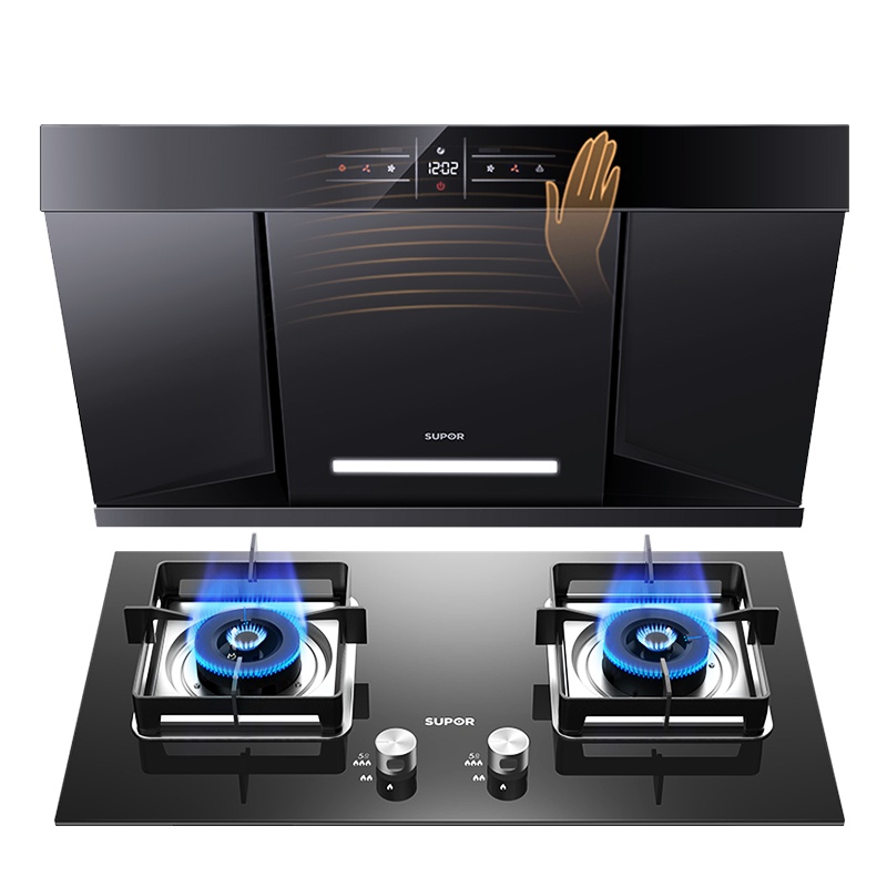苏泊尔(SUPOR)NJ58+P10抽吸油烟机燃气灶烟灶套餐套装 双翼瞬吸挥手智控自动清洗20立方(液化气)