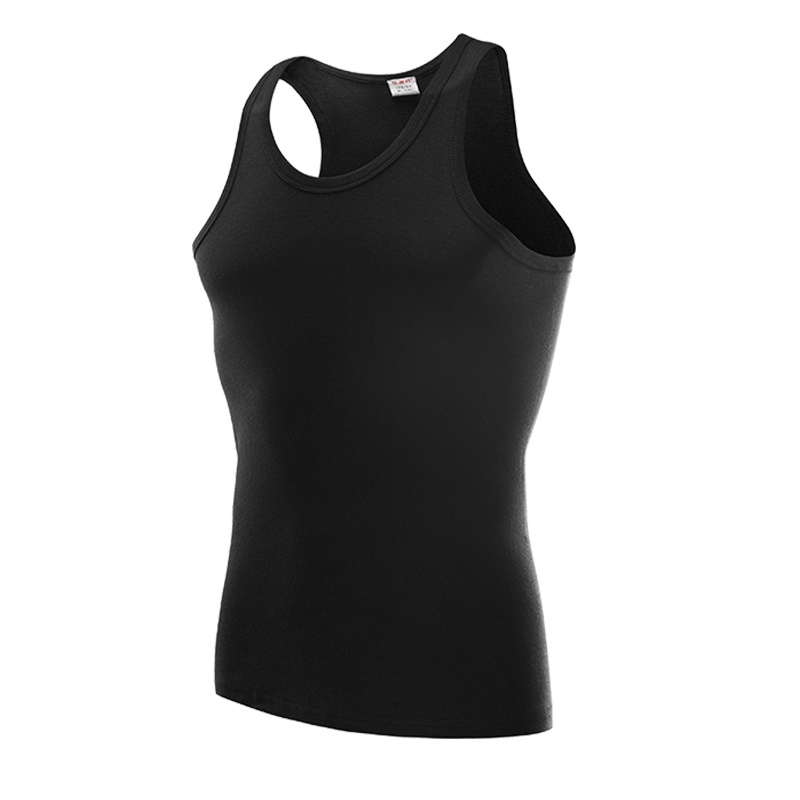 恒源祥男士背心家居打底汗衫跨栏背心四季基础款修身运动薄背心1条装 黑色