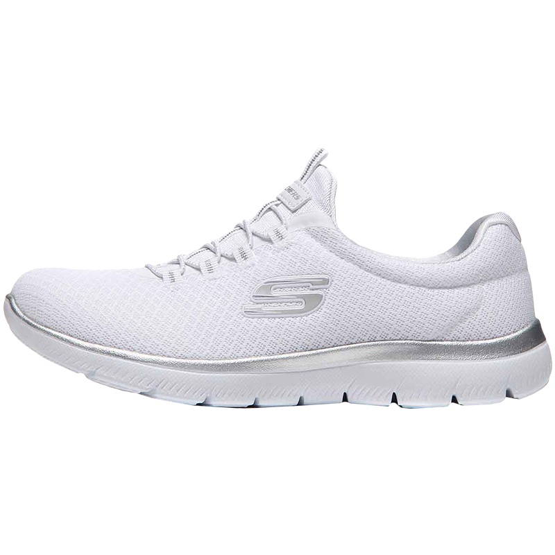 【自营】Skechers斯凯奇女鞋休闲鞋轻质一脚蹬透气运动鞋12980 12980/WSL白色+银色