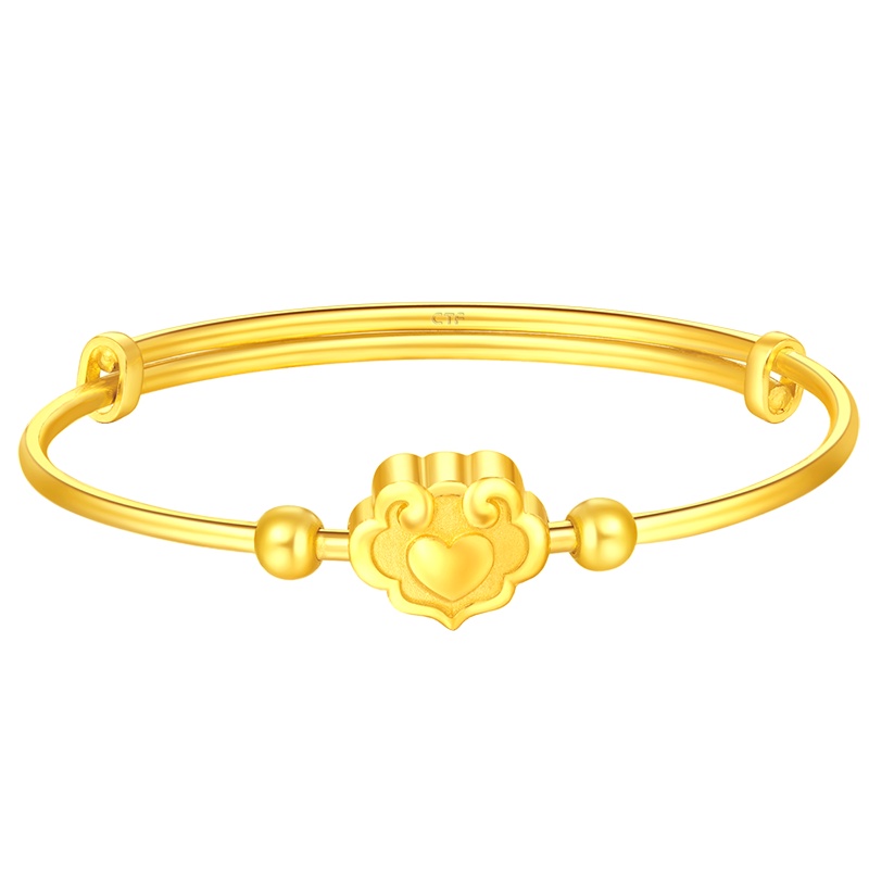 周大福儿童首饰吉祥如意足金金饰品手镯计价F211868(工费：118元)