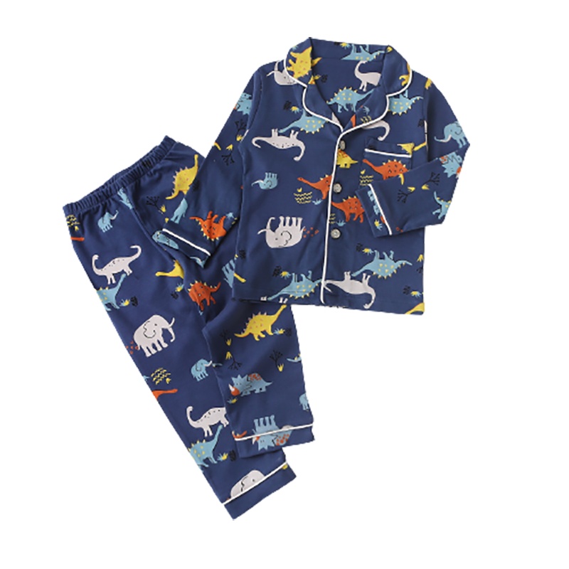 苏宁宜品纯棉儿童睡衣男童女童秋冬纯棉长袖男孩小童薄款家居服宝宝卡通秋冬套装
