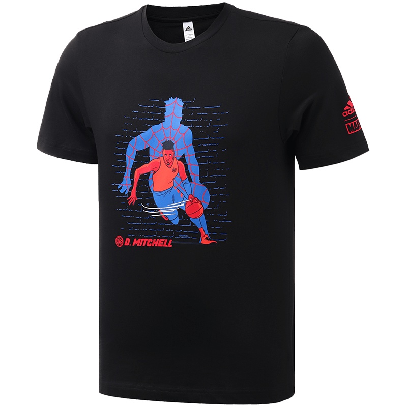 阿迪达斯男服短袖T恤蜘蛛侠漫威联名款篮球服装DX6894