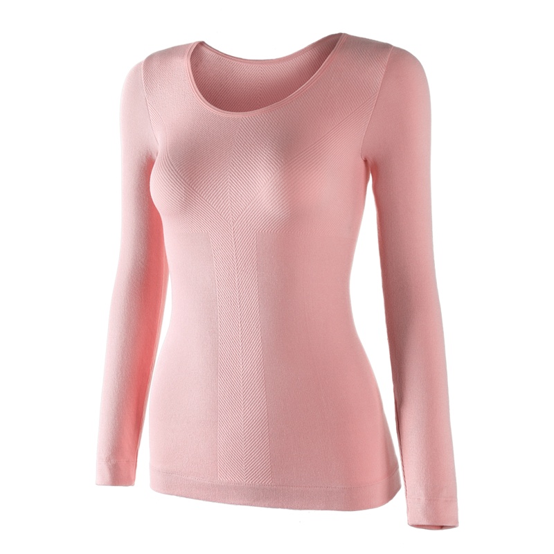 俞兆林新款保暖内衣 女士薄款圆领纯色打底上衣 紧身长袖美体秋衣单件