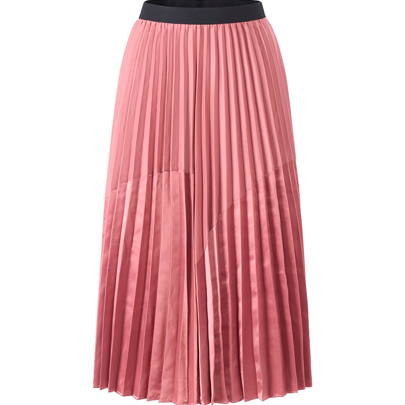 艾莱依2019秋新款甜美时尚百褶裙半身裙显瘦收腰仙女裙