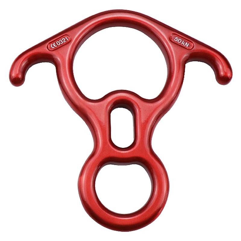 高空作业速降环攀岩承重主锁户外登山扣攀登速降装备消防安全扣D锁扣环钩牛角八字环-红色