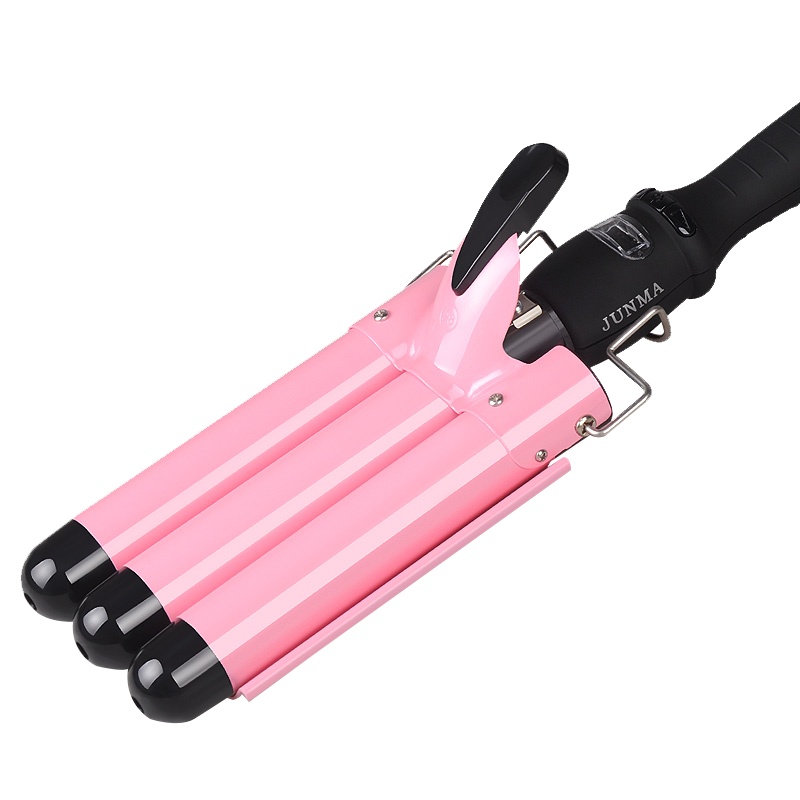 蛋蛋卷头卷发棒女水波纹泡面头玉米烫三排蛋糕大卷蛋卷棒夹板神器HE-2（液晶粉黑色25）