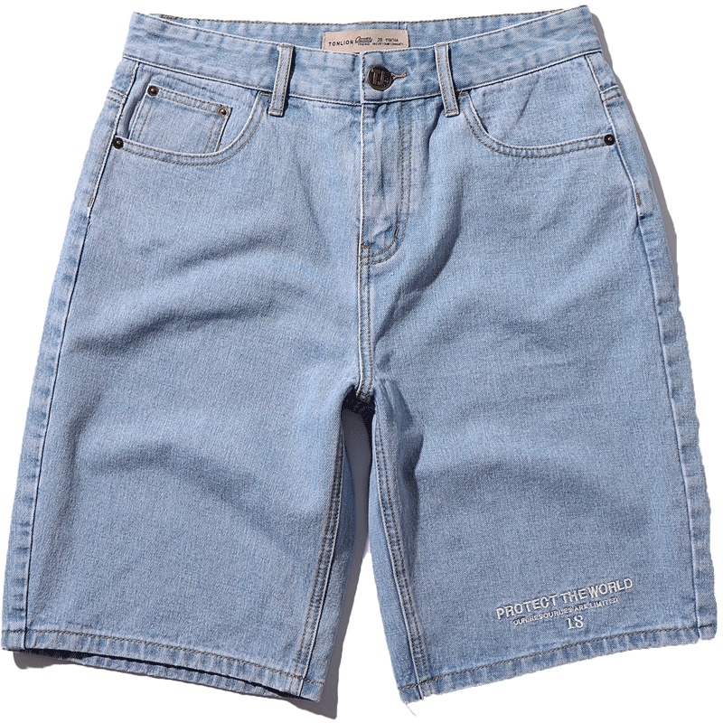 唐狮2019夏季新款破洞牛仔短裤男五分裤宽松男士牛仔短裤韩版潮流