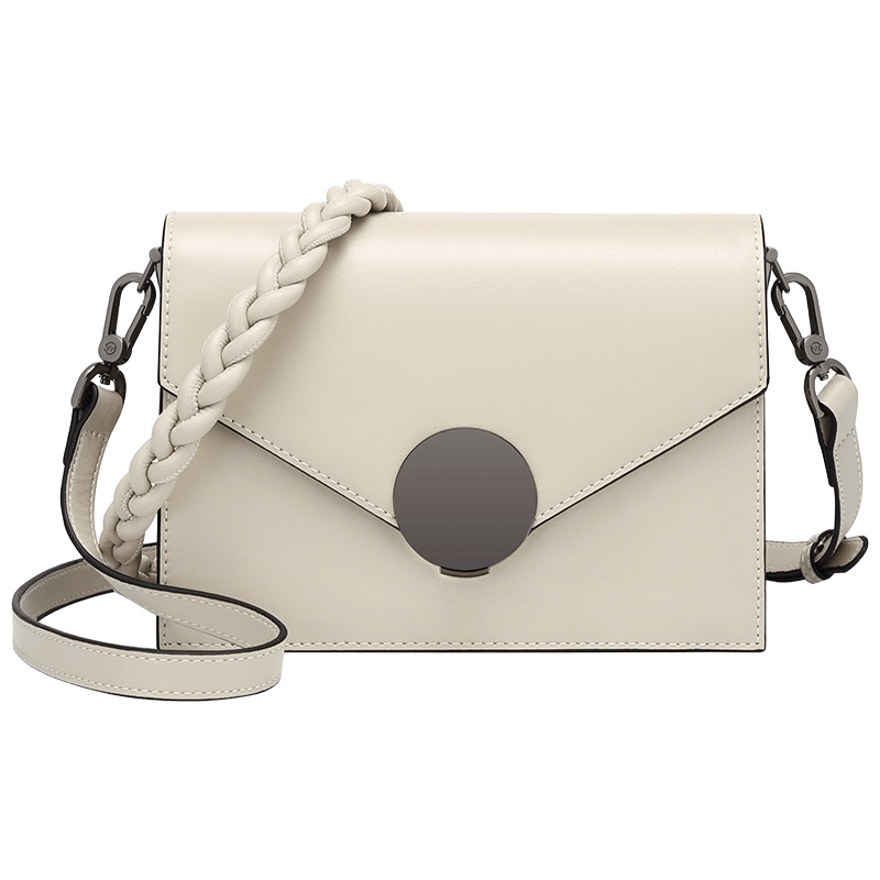 高尔夫GOLF圆环时尚斜挎包优质牛皮单肩包潮流女士个性编织肩带信封包大容量手提包