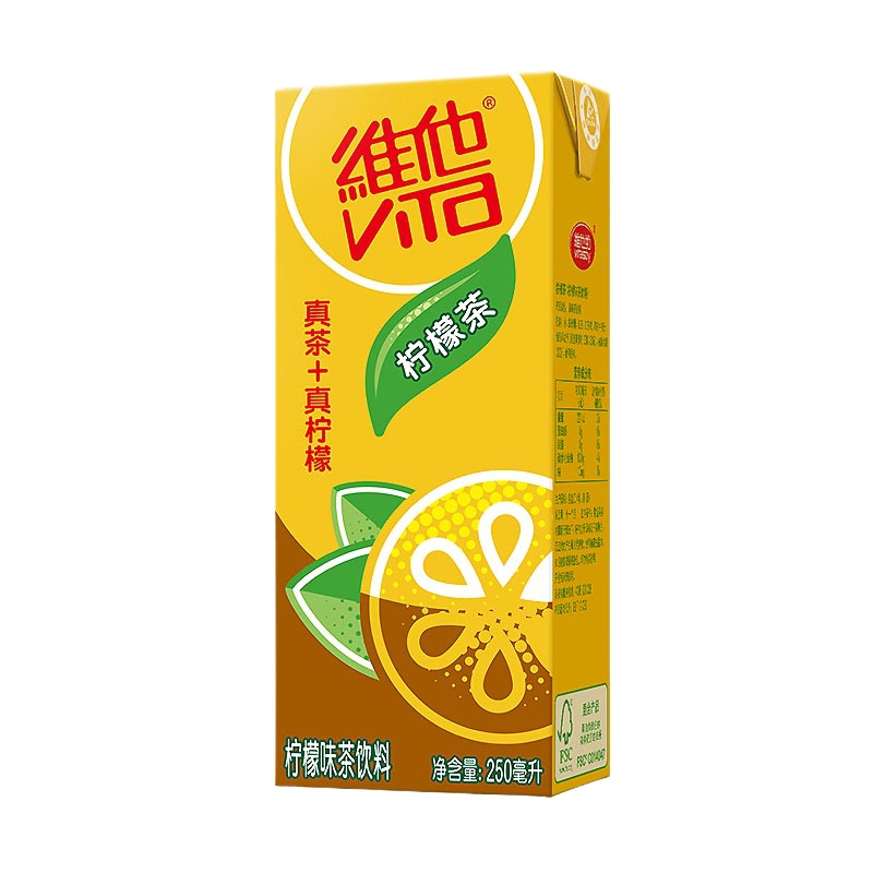 柠檬味饮品维他柠檬茶250ml*24瓶 整箱装