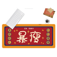 优束 原创发财大吉鼠标垫女生超大锁边游戏鼠标垫电脑键盘防滑桌垫水洗