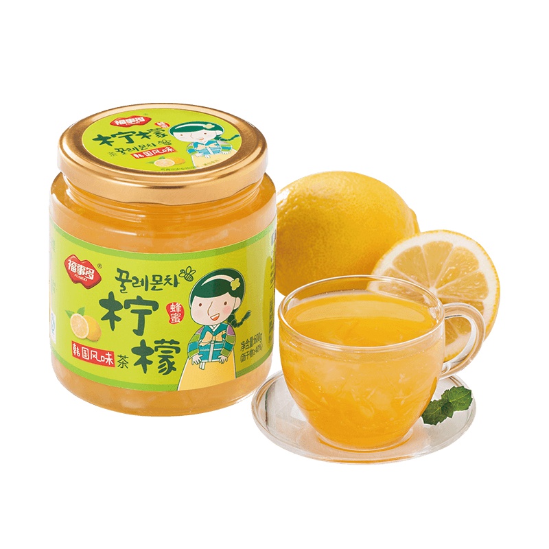 福事多蜂蜜柠檬茶600g/瓶冲饮泡水喝的冲泡饮品韩式柚子饮料水果花茶