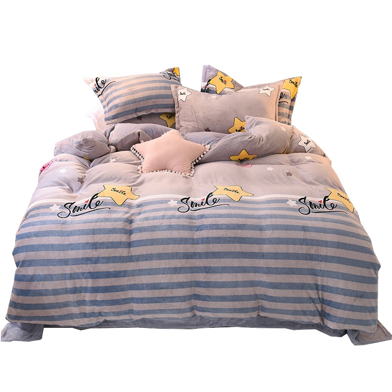 北极绒/Bejirog秋冬加厚法莱绒法兰绒四件套学生宿舍单人水晶绒三件套